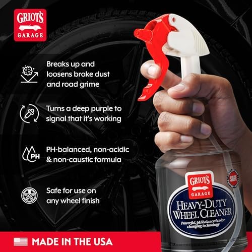 Griot's Garage Heavy-Duty Wheel Cleaner for All Wheel Finishes, Breaks Down and Removes Stubborn Brake Dust and Grime, PH Balanced, Non-Acidic, 11026, 35oz