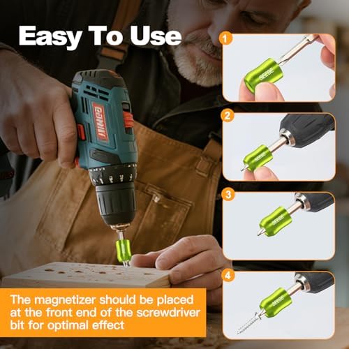 SEESE Strong Magnetic Screw Ring: 1/4 Inch/ 6.35 mm Universal Magnetic Screw Holder - Removable Magnetic Screwdriver Drill Bit Holder for Hex Screwdriver and Power Bits(2 Pcs)