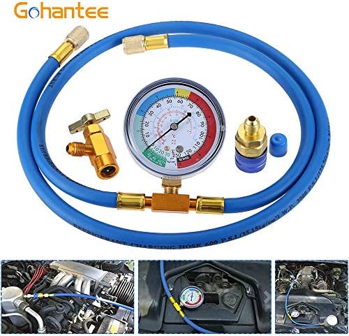 R134a Recharge Hose with Gauge, 51'' AC Refrigerant Recharging Hose Kit