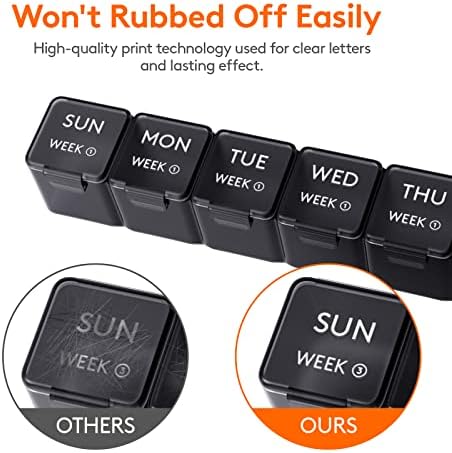 Lifewit Monthly Pill Organizer Once a Day, 28 Day Pill Box, Black, 28 Grids