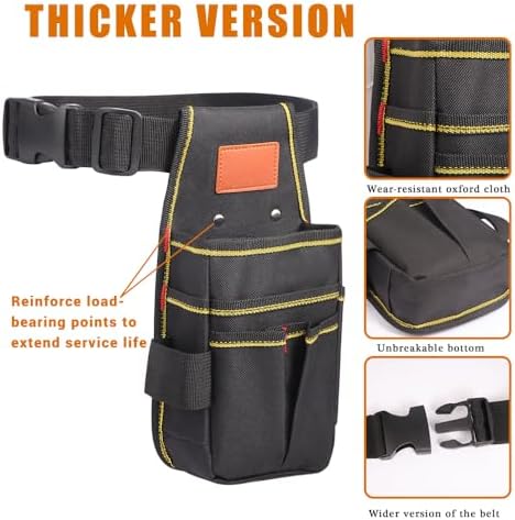 Small Tool Pouch, Small Tool Bag, Tool Pouch with Belt, Industrial Grade Thickened Wear-Resistant Oxford Cloth, 12 Storage Ports, 10.2" x 5.5", Ideal for Electricians, Mechanics, Carpenters and More