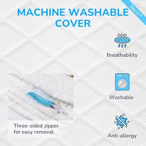 RECCI 2 Inch TwinXL Memory Foam Mattress Topper, College Dorm Pressure-Relieving Mattress Topper for Back Pain, Non-Slip Design with Removable & Washable Cover, CertiPUR-US Certified, TwinXL Size
