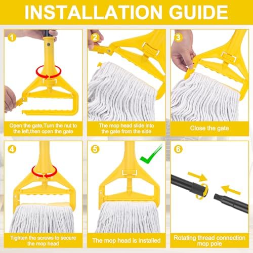 Commercial Mop with 3 Large Replacement Heads,Heavy Duty Industrial Mops