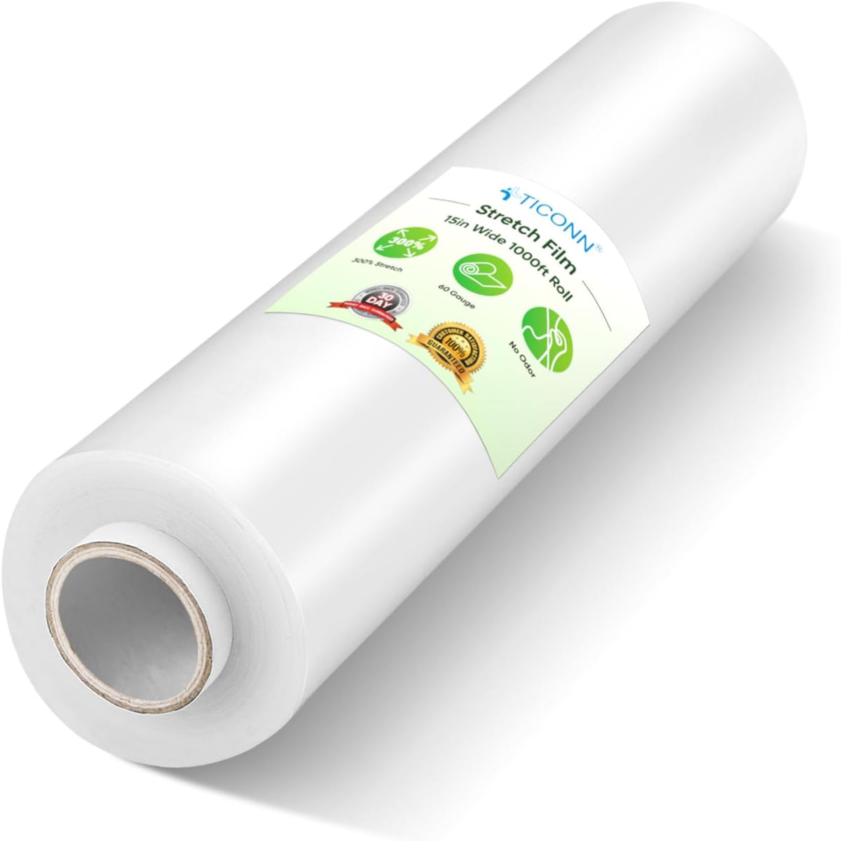 TICONN Stretch Wrap Roll, 15 in x 1000 ft Plastic Wrap for Moving Furniture