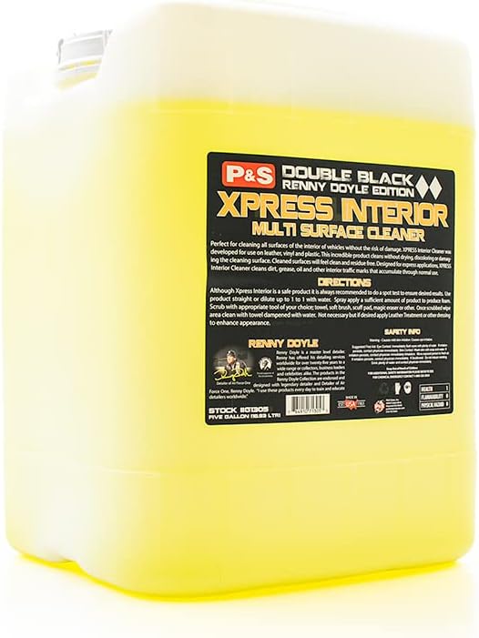 P & S PROFESSIONAL DETAIL PRODUCTS Xpress Interior Cleaner – Safe for Leather, Vinyl, Plastic & More, Removes Dirt, Grease & Oil, No Residue, Fresh Scent, No Dilution Needed - 1 Gallon
