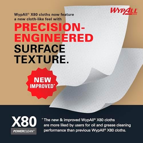WypAll PowerClean X80 Heavy Duty Cloths, Jumbo Roll, 455 Towels (41055)
