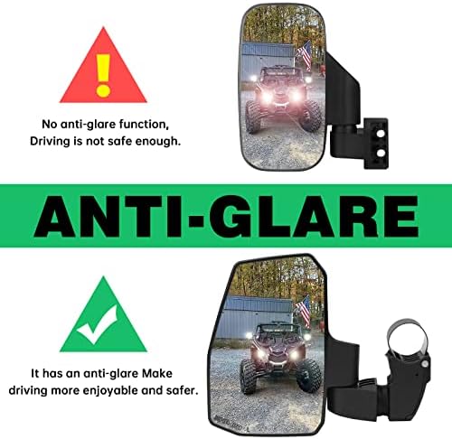 SHEJISI UTV Side Mirrors,You No Longer Need to Adjust by Hand,Innovative Automatic Reset Function,for 1.5"-2.0" Roll Cage,Compatible with Polaris RZR,Can Am Maverick,Honda Pioneer SXS,Kawasaki Mule