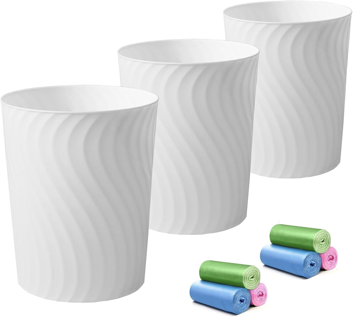 YGJT Small Trash Can, 3 Pack 1.8 Gallons Bathroom Trash Can with Trash Bags