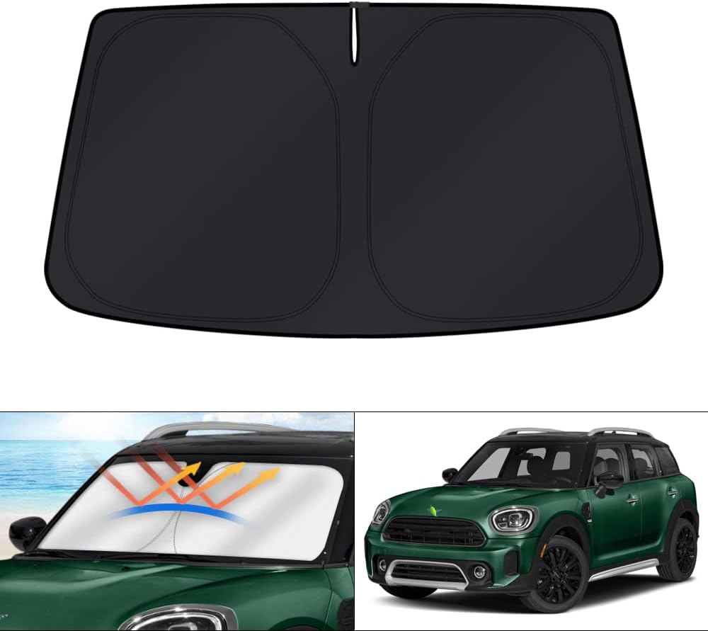 KUST Windshield Sun Shade for 2017-2026 Tesla Model Y/Model 3 Sunshade Accessories (Fit 2025-2026 Model Y Juniper / 2024 Model 3 Highland) Upgraded Foldable Sunshade, Blocks UV Rays Keep Car Cool