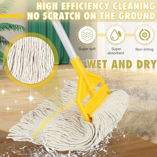 VOUBIEN Commercial Mop Heavy Duty Industrial Cotton Mops with Long Handle