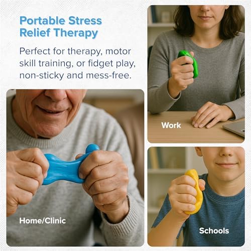 LIFE WORKS Adult Hand Therapy Putty, Grip Exercise, 4-Pack, Silicone