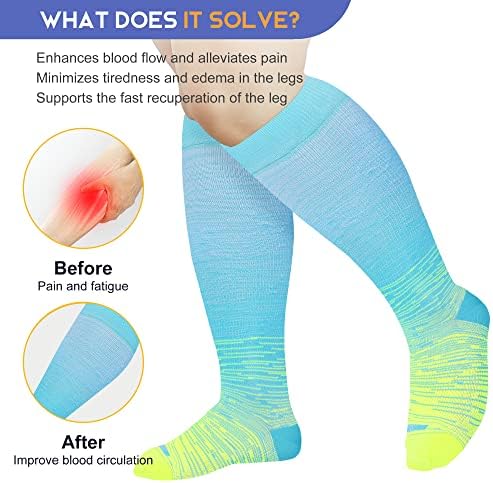 LEVSOX Plus Size Compression Socks for Women Men Wide Calf Extra Large 15-20 mmHg Knee High Sock for Nurses Pregnant Travel