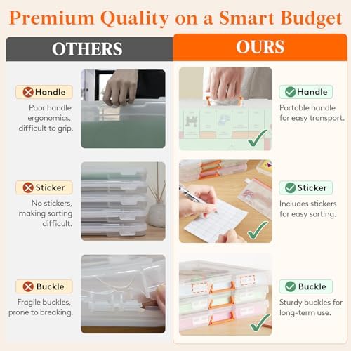 Lifewit Board Game Storage Containers with Handle, 12.2''x10.6'', 6 Pcs