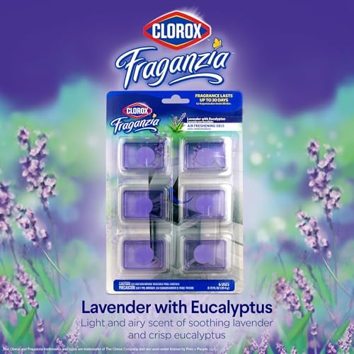 Clorox Fraganzia Stick-On Gel Fresheners, Lavender Eucalyptus, 6 Count