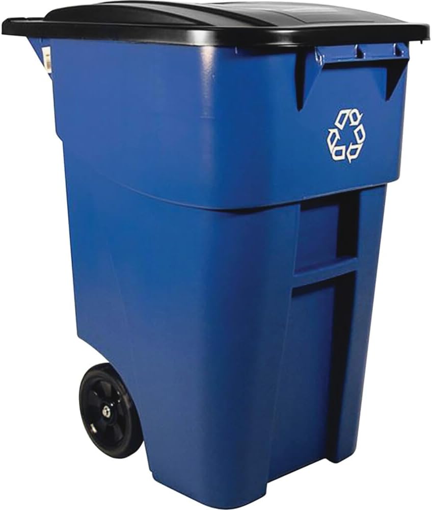 Rubbermaid Commercial Products BRUTE Rollout Plastic Trash/Garbage Can/Bin with Wheels 65 Gal for Restaurants/Hospitals/Offices/Back of House/Warehouses/Home