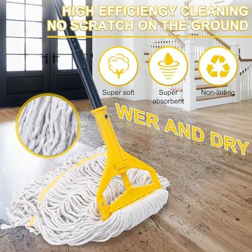 Commercial Mop with 3 Large Replacement Heads,Heavy Duty Industrial Mops