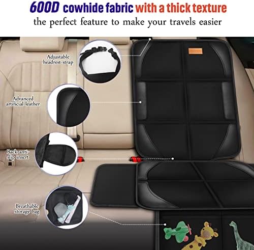 Bacgnyer Car Seat Protector, 2 Pack of Seat Protectors, Thickest Padded 600D Fabric Padding, Waterproof, Durable, Anti Slip Backing, Child Seat Protection, Suitable for Babies, Toddlers, Children