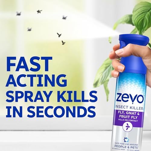 Zevo Flying Insect Bug Aerosol Spray, Kills Flies & Fruit Flies, 3 Bottles