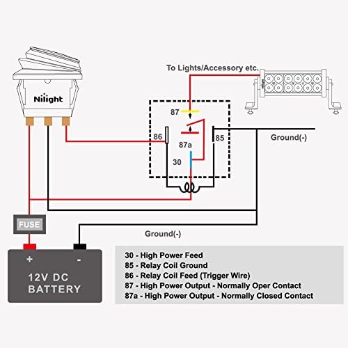 Nilight 50003R Automotive Set 5-Pin 30/40A 12V SPDT with Interlocking Relay Socket and Wiring Harness-5 Pack, 2 Years Warranty