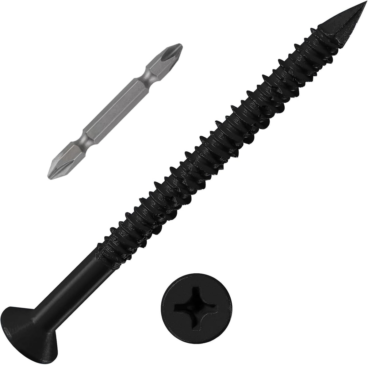 Wensilon(105 PCS) 3/16" Concrete Screw Anchor Kit Blue/Black/White Flat Head for Anchoring to Masonry, Block or Brick Stucco