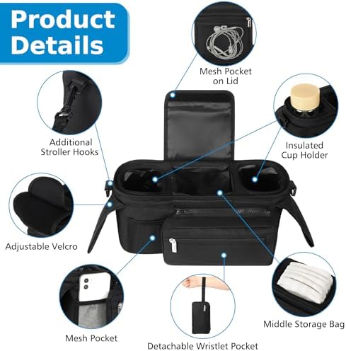 Accmor Universal Stroller Organizer with Insulated Cup Holder