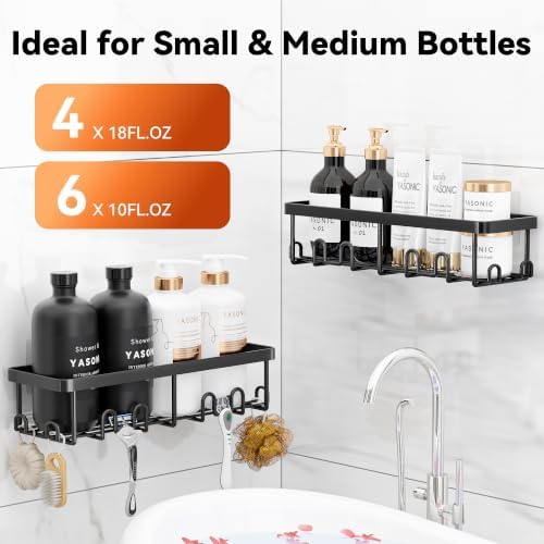 YASONIC Shower Caddy Adhesive, Rustproof Shower Organizer, Wall Shower Rack