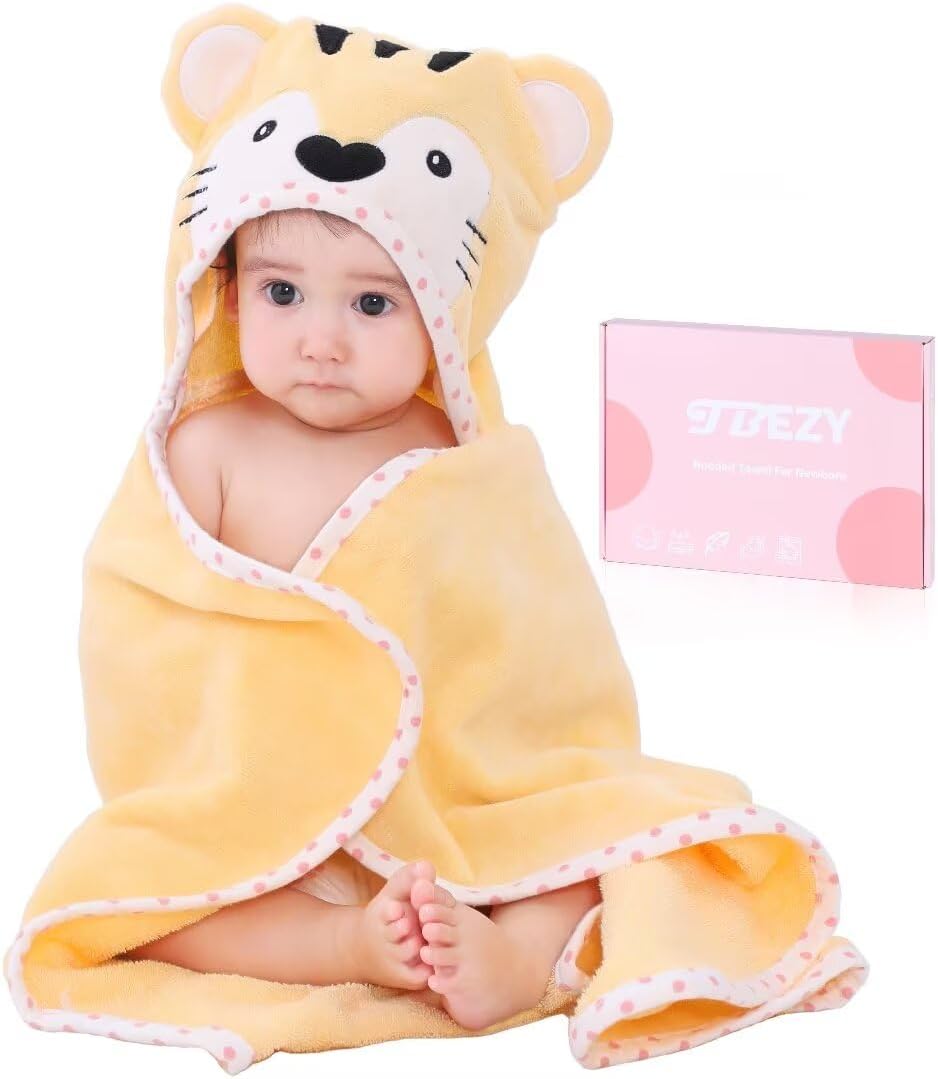 TBEZY Baby Hooded Towel with Unique Animal Design Ultra Soft Thick Cotton Bath Towel for Newborn (Bunny)