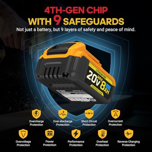 8Ah Replacement Compatible for Dewalt 20V Max Battery with High Capacity