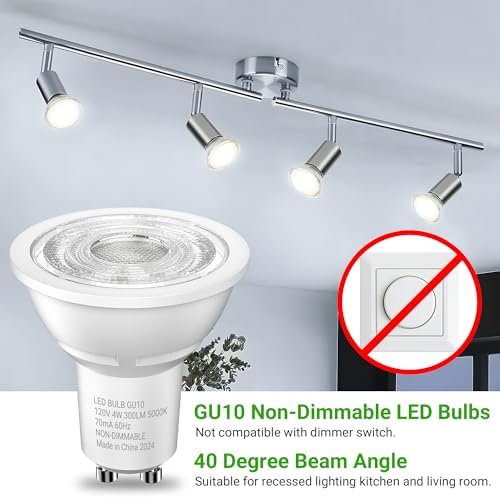 TJOY GU10 LED Bulbs, MR16 Track Light Bulbs, 4W 5000K Daylight, 6 Pack