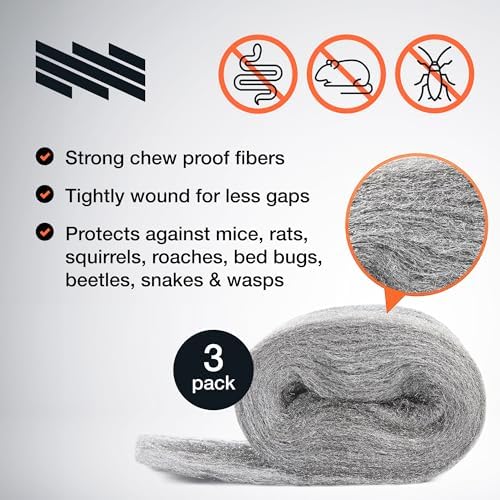 Steel Wool Mice Control 3-pc, Mouse Hole Filler, Scissors & Gloves, MaPorch