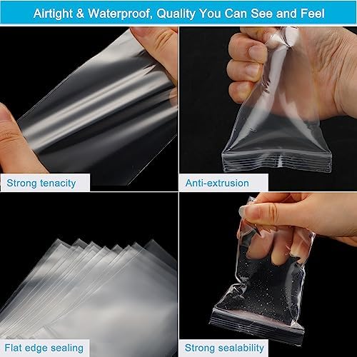 1.5''x 1.5'', (Pack of 100) 2 mil Thick Clear Plastic Reclosable Zip Poly Bags with Resealable Lock Seal Zipper for Photo, Jewelry, Bakery, Treats, Travel, Storage, Packaging & Shipping…