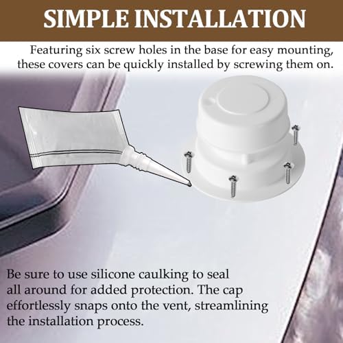(2 Pack, White RV Roof Vent Cover Kits with Putty Tape and Screws