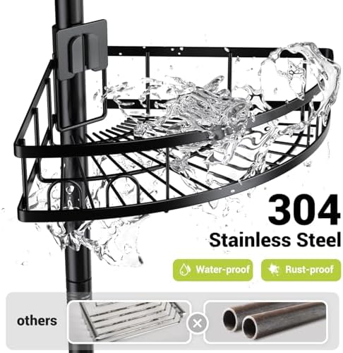 Standing Shower Caddy Corner - Rustproof Bathroom Shower Stand Shelf