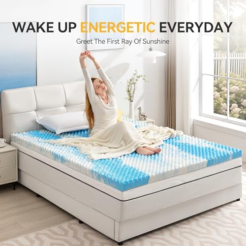 SINWEEK 2 Inch Egg Crate Memory Foam Mattress Topper Twin Size, Soft Mattress Pad for Back Pain Relief, Bed Topper, CertiPUR-US Certified, Blue
