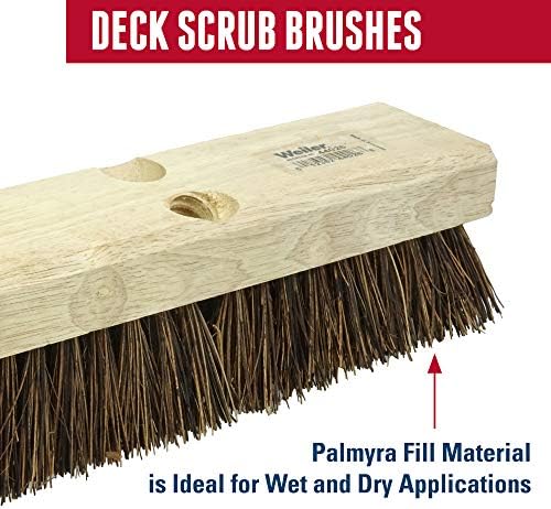 Weiler 44026 Heavy Duty Deck Scrub Brush with Natural Palmyra Bristles for Wooden Decks, Conrete Patios, and Other Rough Surfaces