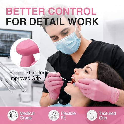 Schneider Medical Nitrile Exam Gloves, Powder & Latex Free, Pink