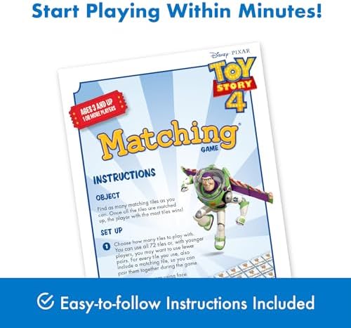 Wonder Forge Toy Story 4 Matching Game | Build Focus and Memory with Woody, Buzz, and Beloved Pixar Characters | Fun and Engaging Activity for Kids Ages 3+