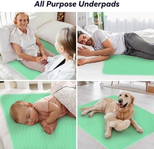 Fygrip 4 Pack 36” x 36” Extra Heavy Absorbency Washable Underpads Bed Pads