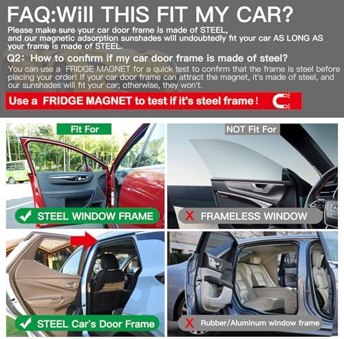 Ovege Car Window Shades Magnetic 2pcs Universal Car Window Screen Mesh Side Window Sun Shade Automotive Window Sunshades for Driver Passenger (Front Seat 2pcs-)
