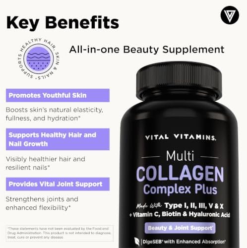 Vital Vitamins Multi Collagen Complex Plus Biotin, Hyaluronic Acid & VIT. C