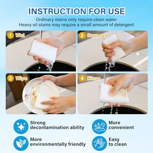 100Pack 2X Magic Sponges Cleaning Eraser, Density Stronger Melamine Sponge