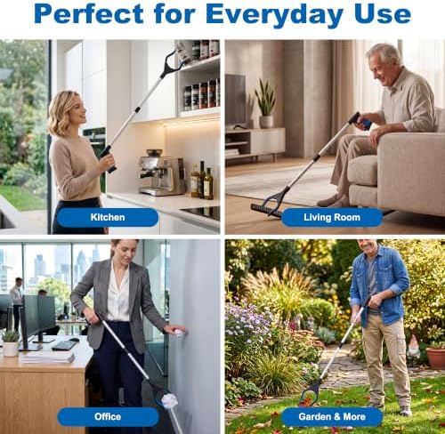 Reacher Grabber Pickup Tool, 32 Inch Grabber Reacher Tool for Seniors, Foldable Reaching Aid with 4.3 Inch Wide Jaw, Trash Picker Upper Grabber, Lightweight Mobility Aid for Elderly