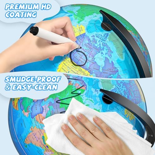 13" Globe for Kids & Adults with Stable Heavy Metal Base