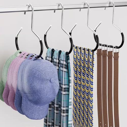 2 Pack Hat Organizer for Baseball Caps, Stainless Steel Holder for Scarves & Handbags, Space Saving Closet Hangers