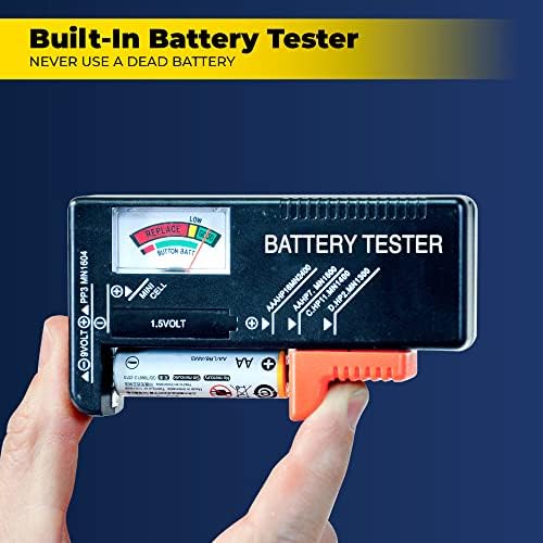 Ontel Battery Daddy Storage & Organizer Case w/Tester, Stores & Protects Up to 180 Batteries, Double-Sided, Clear Locking Lid, Secure Latches & Portable Carrying Handle - Red (Batteries Not Included)