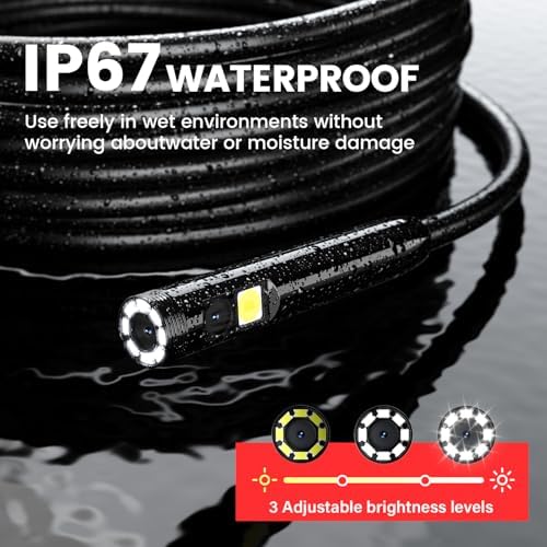 Endoscope Camera with Light: 5" 1080P HD Dual-Lens Inspection Borescope Camera for Sewer - 16.4ft Waterproof Industrial Endoscope - Flexible Snake BoreScope for Plumbing Automotive - Gift Tool for Men