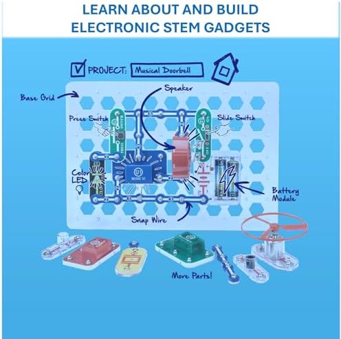 Snap Circuits Jr. SC-100 Electronics Exploration Kit, Over 100 Projects, Full Color Project Manual, 28 Parts, STEM Educational Toy for Kids 8 +