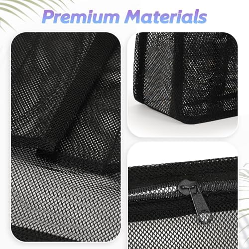 famichan Portable Mesh Shower Caddy, Gym Travel Camp Dorm Room Essentials for College Student Boy Girl, Bathroom Shower Bag - Black