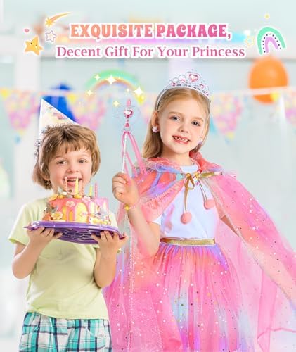 Princess Dress Up for Girls, Unicorn Light up Princess Cape Princess Dress