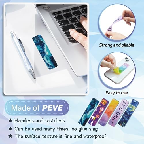 48 Pieces Unique Sensory Stickers for Anxiety Relief Items - Sensory Strips with Storage Box - 2 Textured Surface Fidget Strips for Office & Classroom Desk - Relieve Adult & Teen Stress